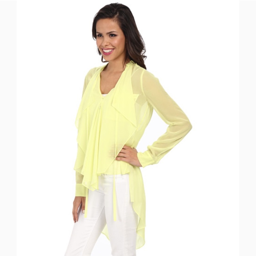 Bcbg rare color silk top High-lo xs